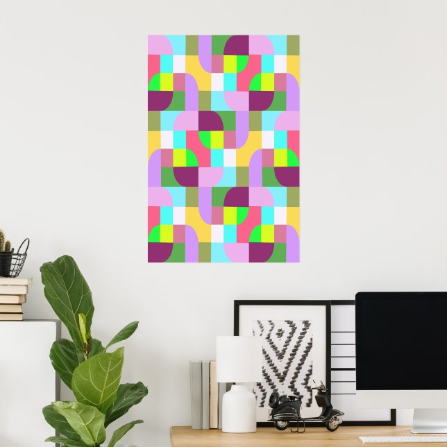 Colourful Retro Geometric Pattern  Poster (Home Office)