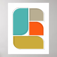 Colourful Retro Geometric Shapes Mid Century