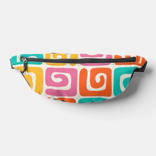 Colourful Retro Geometric Swirls and Bold Vintage Bum Bags