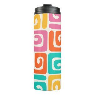 Colourful Retro Geometric Swirls and Bold Vintage Thermal Tumbler