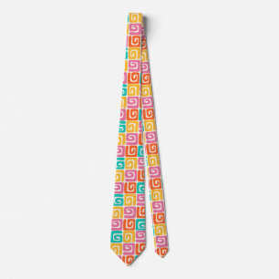 Colourful Retro Geometric Swirls and Bold Vintage Tie