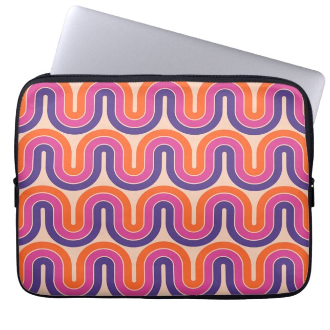 Colourful Retro Geometric Wave Design Laptop Sleeve (Front)