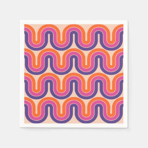 Colourful Retro Geometric Wave Design Napkin