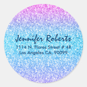 Colourful Retro Glitter And Sparkles Classic Round Sticker