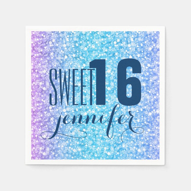 Colourful Retro Glitter And Sparkles Napkin (Front)