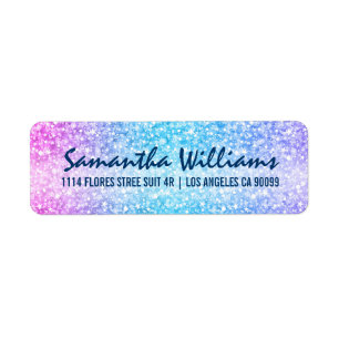 Colourful Retro Glitter And Sparkles Return Address Label