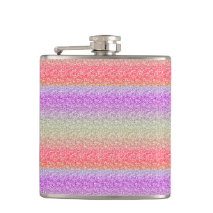 Colourful Retro Glitter Pattern Hip Flask