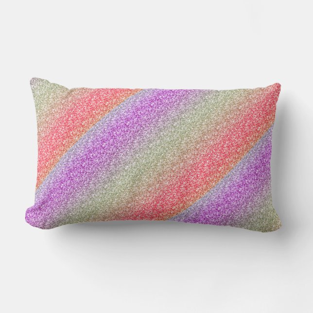 Colourful Retro Glitter Pattern Lumbar Cushion (Front)