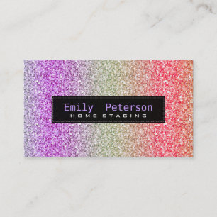 Colourful Retro Glitter & Sparkles Pattern Business Card