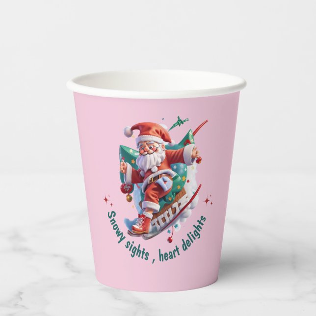 Colourful Retro Groovy and Bright Christmas Paper Cups (Front)