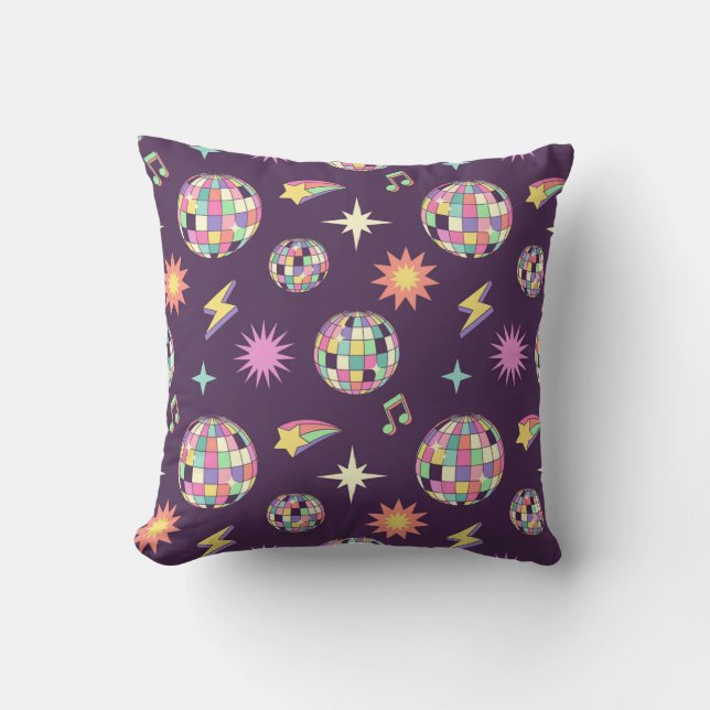 Colourful Retro Groovy Disco Pattern Cushion (Front)