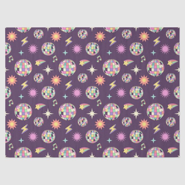 Colourful Retro Groovy Disco Pattern Tissue Paper (Front)