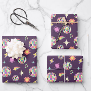 Colourful Retro Groovy Disco Pattern Wrapping Paper Sheet