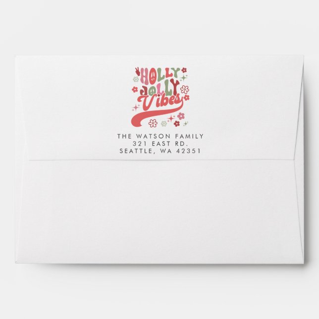 Colourful Retro Groovy Holly Jolly Vibes Holiday Envelope (Back (Top Flap))