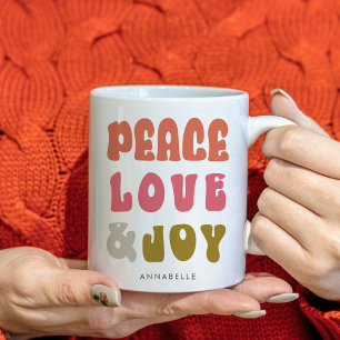 Colourful Retro Groovy Peace Love Joy Holiday Coffee Mug