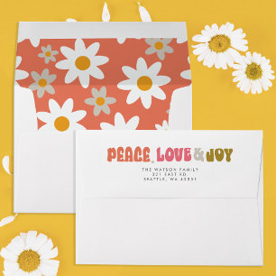 Colourful Retro Groovy Peace Love Joy Holiday Envelope