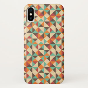 Colourful Retro Grunge Squares Pattern iPhone X Case