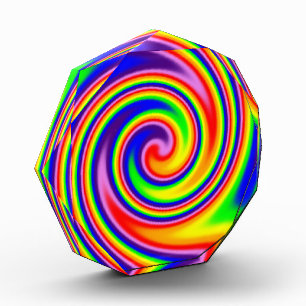 Colourful Retro Hippie Spiral Rainbow Swirl Photo Block