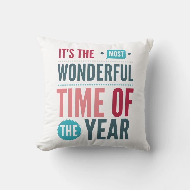 Colourful Retro Holiday Quote Cushion (Front)