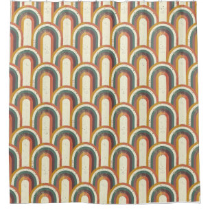 Colourful Retro-Inspired Rainbow Pattern Shower Curtain