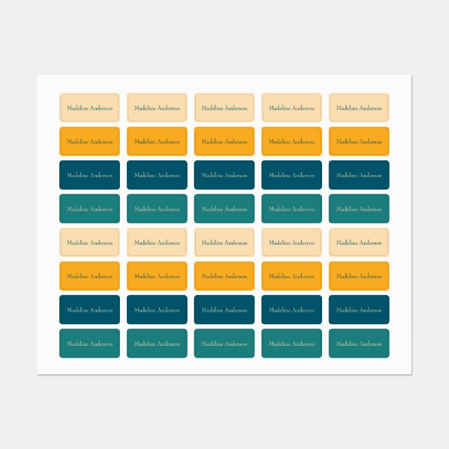 Colourful Retro Kids' Name Labels for Clothing (Sheet)