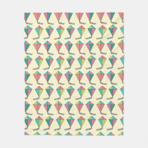 Colourful Retro Kite Pattern Fleece Blanket