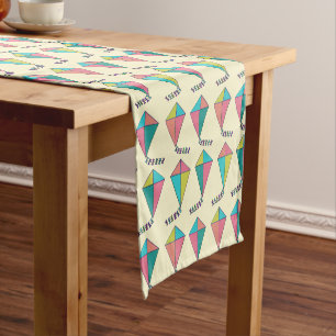 Colourful Retro Kite Pattern Short Table Runner