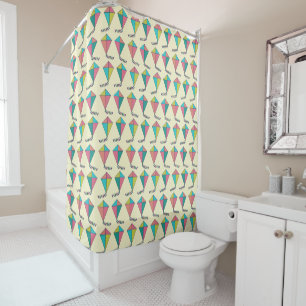 Colourful Retro Kite Pattern Shower Curtain