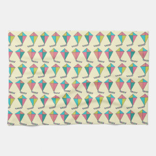 Colourful Retro Kite Pattern Tea Towel