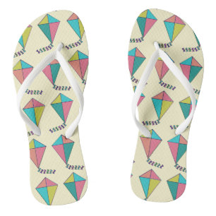 Colourful Retro Kite Pattern Thongs