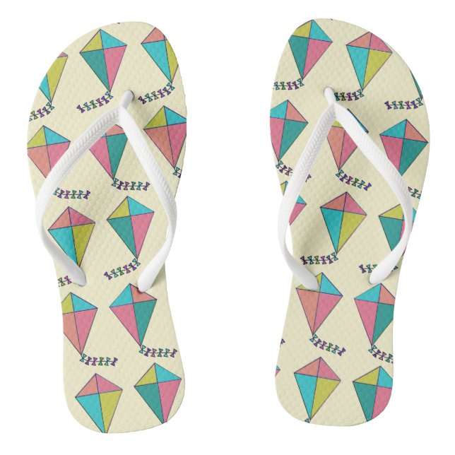 Colourful Retro Kite Pattern Thongs (Footbed)
