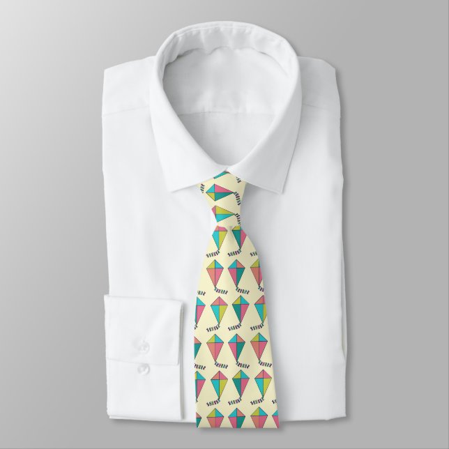 Colourful Retro Kite Pattern Tie (Tied)
