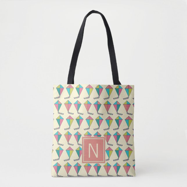 Colourful Retro Kite Pattern Tote Bag (Front)