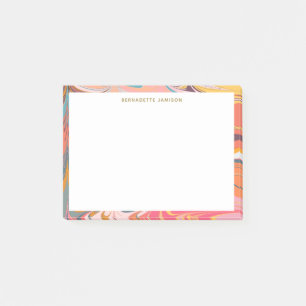 Colourful Retro Marble Swirl Personalised Name Post-it Notes