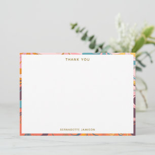 Colourful Retro Marble Swirl Personalised Name Thank You Card