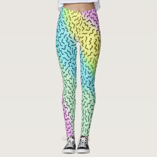 Colourful Retro Memphis Pattern Pastel  Leggings