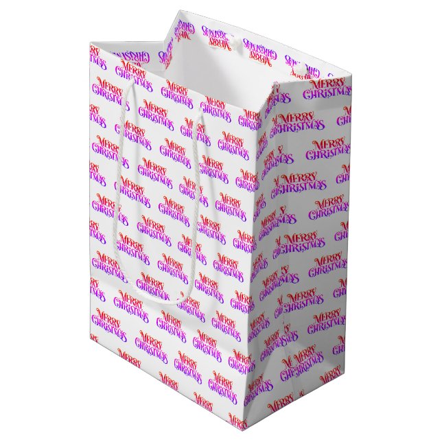 Colourful Retro Merry Christmas Pattern Gift Bag (Front Angled)