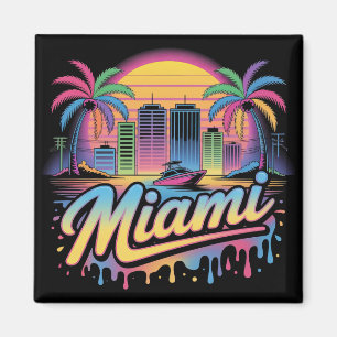 Colourful Retro Miami Vaporwave Travel Art Magnet