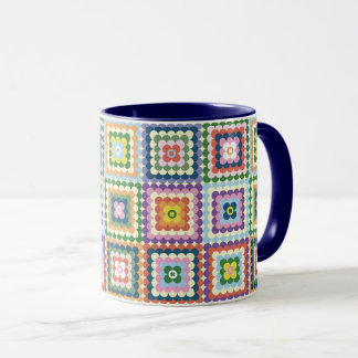 Colourful Retro Mid-Century Mid-Mod Crochet Blosso Mug