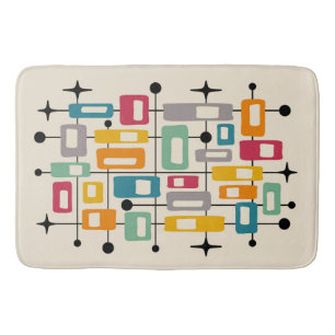 Colourful Retro Mid Century Modern Atomic Abstract Bath Mat