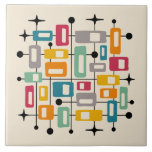 Colourful Retro Mid Century Modern Atomic Abstract Ceramic Tile<br><div class="desc">Mid-century modern (MCM) is a movement in interior design, product design, graphic design, architecture and urban development that was present in all the world, but more popular in the United States, Brazil and Europe from roughly 1945 to 1970 during the United States's post-World War II period. MCM-style decor and architecture...</div>