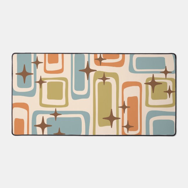 Colourful Retro Mid Century Modern Atomic Abstract Desk Mat (Front)