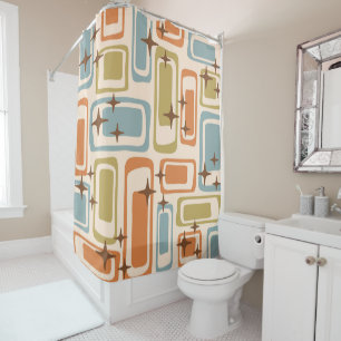 Colourful Retro Mid Century Modern Atomic Abstract Shower Curtain