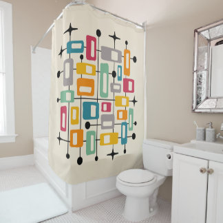 Colourful Retro Mid Century Modern Atomic Abstract Shower Curtain