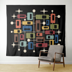 Colourful Retro Mid Century Modern Atomic Abstract Tapestry