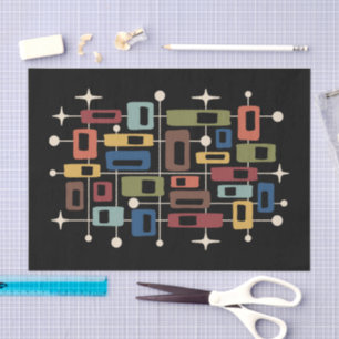 Colourful Retro Mid Century Modern Atomic Abstract Tissue Paper