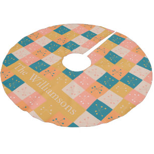 Colourful Retro Mid Mod Atomic Pattern Personalise Brushed Polyester Tree Skirt