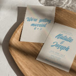 Colourful Retro Minimal Bright Fun Modern Wedding Invitation<br><div class="desc">This wedding invitation is perfect for your wedding if you looking for unique and easy editable design .An elegant unique simple minimalist cream blue wedding template invitation. Which features plain white background. And blue bold groovy 70s bride's and groom's first names. and editable info. Affordable and it is also digital...</div>