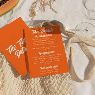 Colourful Retro Minimal Modern Wedding Details Enclosure Card