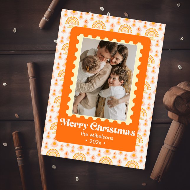 Colourful Retro Multi Photo Christmas Holiday Card (Creator Uploaded)